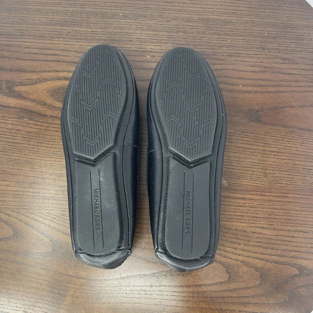 Michael Kors Lillie Shoes Women's 6.5M Black Leather Ballet Flats Ballerina Logo